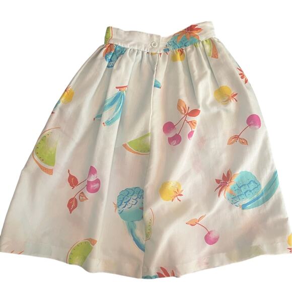 Vtg 50s Rayon Novelty Fruit Print Coquette Girly Knee Length Circle Skirt XXS - Picture 2 of 6